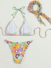 Bikini-Set mit Blumenmuster und Farbblock